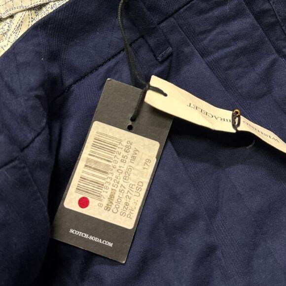 Scotch And Soda Straight Leg Trousers Striped Pants Blue Mens 27 - Picture 6 of 7